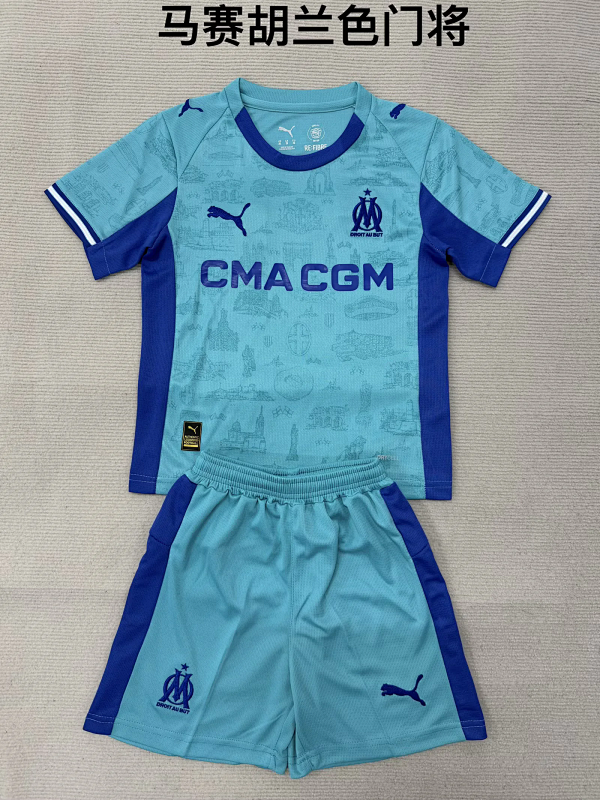 Niño_kids kit 25-26 Marseille GK green soccer jersey size 16-28